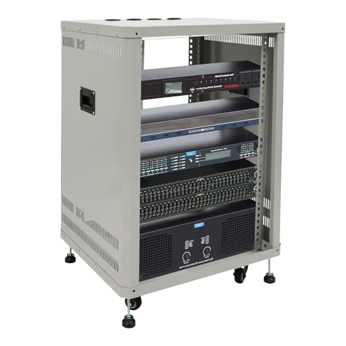 Studio Rack with Wheels Audio Rack with Wheels for Recording Studios Band Rehearsals Home Theaters Office Settings Rolling Studio Rack Case (Gray 15U) - color: Gray 15u