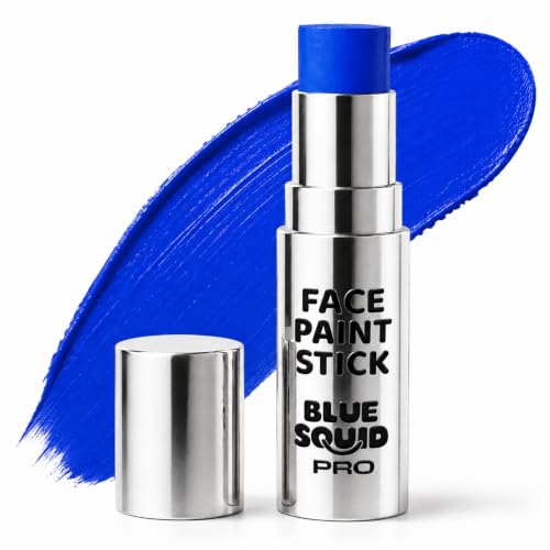 Blue Squid PRO Blue Face Paint Stick - Waterproof Blue Body Paint for Skin Adults & Kids Eye Black Baseball, Eyeblack Softball - Hypoallergenic Twist-Up Non-Toxic Makeup Stick for Cosplay, Sports, SFX - color: Blue