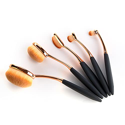Yoseng Oval Foundation Brush 5 Pcs Toothbrush Makeup brushes Fast Flawless Application Liquid Cream Powder Foundation With Makeup Brush Case - style: Style C