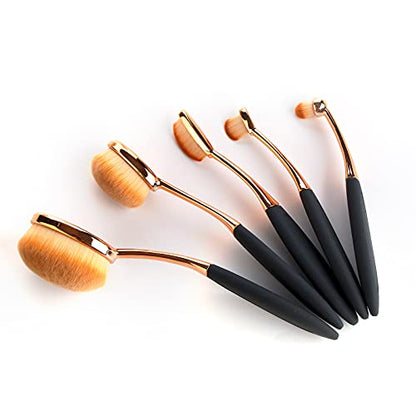 Yoseng Oval Foundation Brush 5 Pcs Toothbrush Makeup brushes Fast Flawless Application Liquid Cream Powder Foundation With Makeup Brush Case - style: Style C