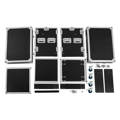 12U PA DJ Pro Audio Rack Road Case w/Slant Mixer Top, Heavy Duty Mobile Studio Equipment Cabinet, Network and Stereo Rack DJ Mixer Rack for Mixers & Live Sound - size: 12U / Side Tables