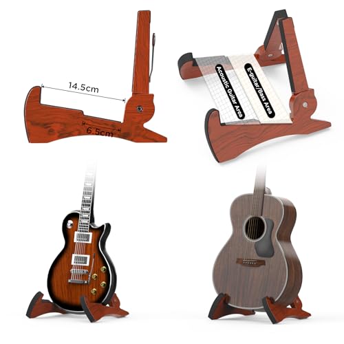 DIDA Lightweight Foldable A- Frame Plastic Guitar Stand for Acoustic, Electric Guitars, Ukulele, Guitar Stand Floor, Portable Travel Stand, Single Guitar Holder (Rosewood) - color: Rosewood