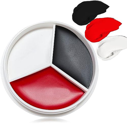 Clown Black White Red Face Paint,Professional Waterproof Body Paint Halloween Makeup Kit Face Paint Clown Cosplay Costume Joker SFX Zombie Face Painting White Makeup