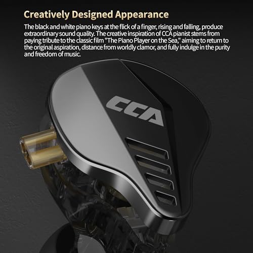 CCA Pianist in-Ear Monitor 2BA+1DD Hybrid Triple Drivers Earbuds HiFi Bass Noise Isolation Earphones, Clarity Stereo Sound Comfortable Headphones for Audio Engineers, Musicians(with Mic)