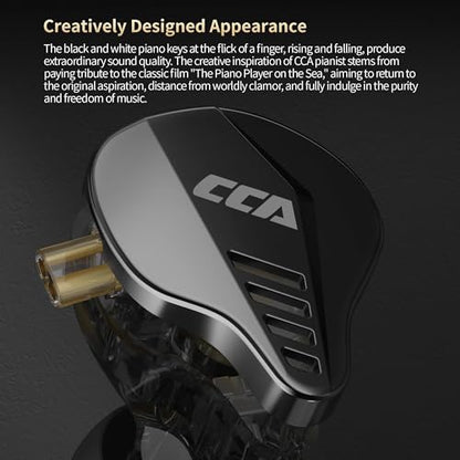 CCA Pianist in-Ear Monitor 2BA+1DD Hybrid Triple Drivers Earbuds HiFi Bass Noise Isolation Earphones, Clarity Stereo Sound Comfortable Headphones for Audio Engineers, Musicians(with Mic)