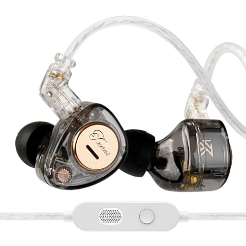 KZ Taurus in Ear Monitor Headphones, Horizontal 2DD in Ears, Gaming Earbuds, Noise Isolating Ear Buds Sound Localization in-Ears for Singers Musicians Audiophiles - color: ClearBlack, style: with Mic