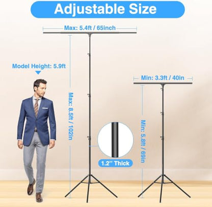 EMART T Shape Backdrop Stand 8.5x5.4ft, Green Screen Photo Banner Stand | Backdrop Holder frame with Water Bag and 4 Clamps Photography Background Support Kit for Party, Wedding, Photoshoot, Balloon