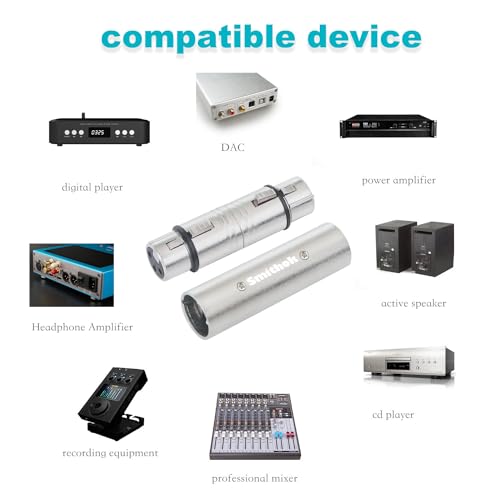 Smithok 4-Pack XLR Gender Connector Kit, 2 Male to Male & 2 Female to Female Couplers, for Mixers, Micphones & Amplifiers