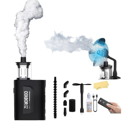 COLBOR CF3 Fog Machine 30W Portable Fog Machine Mini Fogger for Photography | with 60° Tilt-Protection for Outdoor Party Cosplay Halloween Rechargeable Smoke Machine Fog - size: CF3