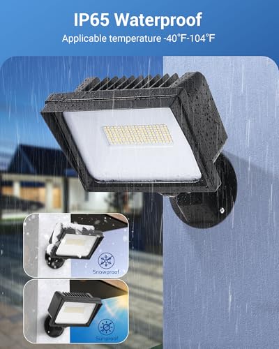 DEWENWILS 65W Outdoor LED Flood Light, IP65 Waterproof 6670LM 5000K, Black | Knuckle Mount, Super Bright, Security Flood Light, Super Bright for Landscape, Garden, Yard, Garage, Driveway - color: Black