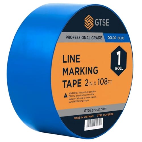 GTSE - Blue Vinyl PVC Floor Tape 2 inch x 108ft Safety Marking Tape | Safety Marking Tape for Gyms, Warehouses & Dance Floors - Durable Vinyl, High Visibility - color: Blue, size: 2" x 108 ft