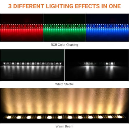 Battery Powered 150W 240LED Stage Wash Light Bar for DJ Party | 2.4G Wireless DMX512 & Remote Control, RGB Strip White Strobe & Warm Beam Effects, For Wedding, Live Music Venues, Club Event