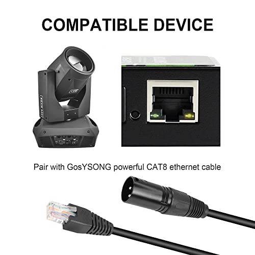 GINTOOYUN 3 Pin XLR to RJ45 Adapter - DMX XLR Male to RJ45 Male Connector Extension Cable (30CM/11.8in) for Amplifiers, Mixers, KTV Equipment, Lighting and Sound