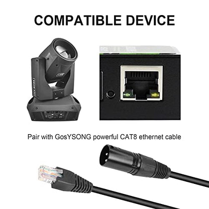 GINTOOYUN 3 Pin XLR to RJ45 Adapter - DMX XLR Male to RJ45 Male Connector Extension Cable (30CM/11.8in) for Amplifiers, Mixers, KTV Equipment, Lighting and Sound