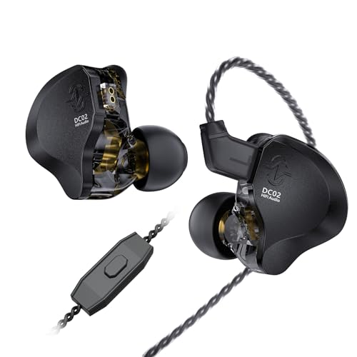 IN Ear Monitor Gaming Earbuds with MIC,CCZ DC02 IEM for Gaming Headphones,Dual Magnetic Circuit DD HIFI Earphones,Professional Earphone,Stereo Sound Earbuds,CCZ IEM Earphones with MIC(Black,With MIC) - color: Black, size: with MIC