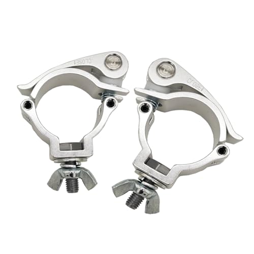 2Pcs Stage Light Clamp 2” Truss Mount Quick Lock Release Fit 48-51mm Tube | Aluminum Alloy Stage Lighting Clamps Heavy Duty 220 Lbs for OD Tubing Truss Pipe F34 Silver