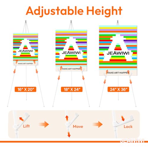 JEAWIWI 6 Pcs Lightweight Easel Stand, 66 Inch, White, with Portable Bags - color: White, size: 6 PCS