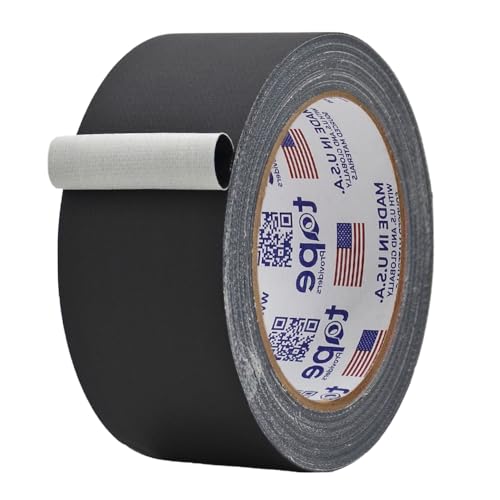 MAT Gaffer Tape Black Low Gloss Finish Film, 2 inch x 60 Feet, Residue Free, Non Reflective, Secure Cords to Stages, Great for Concerts or Trade Shows, Weddings, & Floor Marking - color: Black