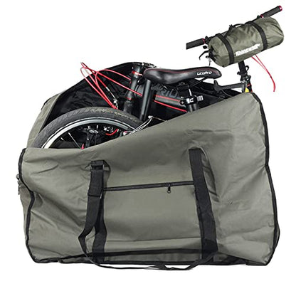 CamGo 20 Inch Folding Bike Bag - Wear-resistant Bicycle Travel Case Outdoors Bike Transport Bag for Cars Train Air Travel (Army Green, 20 inch) - color: Army Green