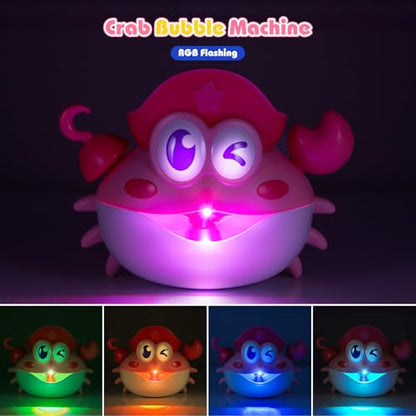 Bath Toys,Light Up Baby Bath Toys Bath Bubble Machine with Colourful RGB Light Great Birthday for Toddler Boys and Girls Tub Toy for Kids Ages 1-3 4-8 - color: Pink