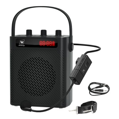 Voice Amplifier with Wireless Microphone & Speaker - Portable Bluetooth PA System, 30W Ultra-Light Rechargeable Hands-Free Megaphone for Teachers, Tour Guides & Outdoor Events - S93 | 2-in-1 Headset & Handheld Mic, Ultra-Light with Shoulder Strap, USB/TF/