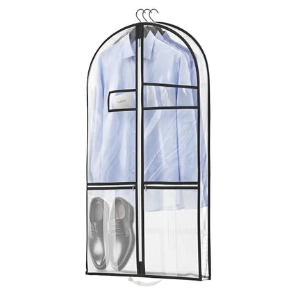 Lazebox 43" Travel Garment Bag with Accessories Zipper Pocket, Heavy Duty Suit Bag for Suits, Tuxedos, Dresses, Coats - size: 43inch-1 pack-Clear