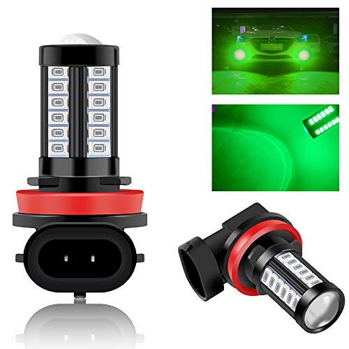 H8 H11 Car LED Fog Light Bulbs Replacement for Cars Super Bright 6000K Green 5730 33SMD for Daytime Running Lights DRL 12V-2Pcs - color: Green