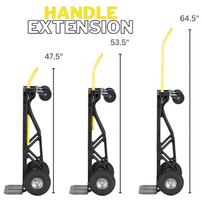 Harper Trucks 700 lb Capacity Glass Filled Nylon Convertible Hand Truck and Dolly with 10" Pneumatic Wheels , Black with yellow handle - PGDYK1635PKD - style: Style is 10" Pneumatic Wheels