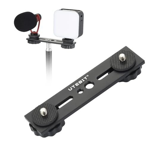 5 inch Flash Bracket with 1/4" Hot Shoe Mount, Black | Dual Camera Mount Flash Bracket Extension Bar with 1/4-3/8 Thread Hole Tripod Mount for Camera/LED Light/Microphone - size: 5 inch (Metal)