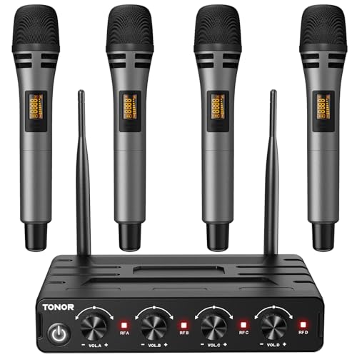 TONOR Wireless Microphones System, Handheld Microfono Inalambrico, Gray - color: Gray