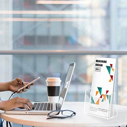 NIUBEE Acrylic Brochure Holder 4 x 6, Flyer Holder Stands Display, 6 Pack | Clear Brochure Display Stand for 4" Trifold Pages, Literature Holder Countertop for Magazine,Pamphlet, Booklets,Menu,Journals - size: 4" x 6", style: 6 Pack
