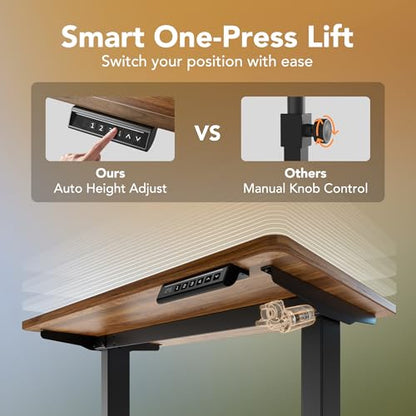 HUANUO 40x24 Inch Electric Standing Desk, Height Adjustable, Black Walnut | 176 Lbs Capacity, Smooth Home Office Desk, 4 Memory Presets & Headphone Hooks, 28.3–46.5 Inch Height Range, Easy to assemble - color: Walnut, size: 40" X 24"