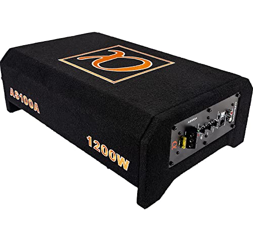 Alphasonik AS100A 10" 1200 Watts with a Built-in Amplifier Down-Firing Shallow Mount Enclosed for Tight Spaces in Cars and Trucks, Slim Thin Loaded Subwoofer Air Tight Sealed Bass Enclosure - size: 10 Inch - 1200 Watts Active