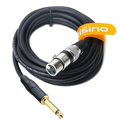 Tisino Female XLR to 1/4" TS Mono Jack Unbalanced Microphone Cable, 6.6 FT | XLR Female to 1/4 Inch TS Mono Interconnect Cable for Dynamic Mic/Speaker/Mixer, Shielded OFC Mic Cord - size: 6.6 feet