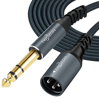 Twozoh XLR Male to 1/4 TRS Stereo Audio Cable 3.3FT, Braided Jack 6.35mm to XLR Male 3Pin Guitar Cable (Professional/HiFi) - color: 1/4 to XLR Male, size: 3.3FT