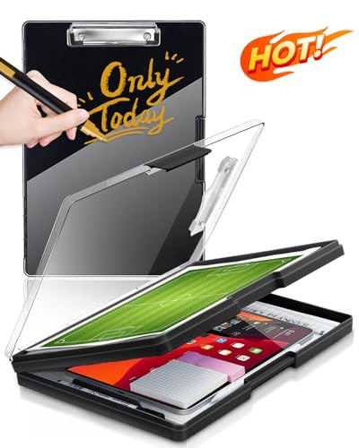 Clipboard with Storage, Nurse Dry Erase Clip Board, 8.5x11, Black | Dual Compartments, Clearview Dry Erase Panel, High Capacity Storage, Heavy Duty, Pen Holder, Side Opening, School/Office Use - color: Black