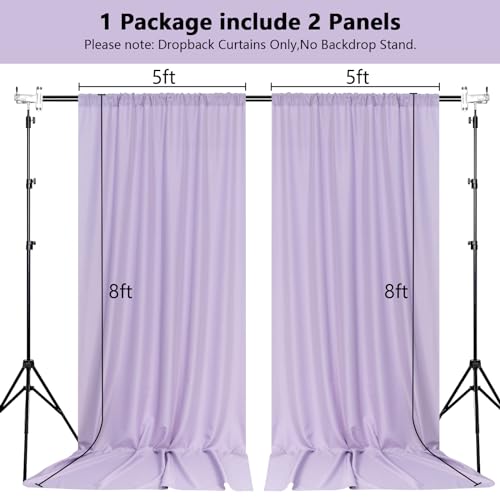 MEETSKY Purple Backdrop Curtains,Wedding Backdrop Drapes,5ft x 7ft,2 Panels | Wedding party backdrops curtains,lavender photo backdrop,fabric background curtains,rod pocket,boy girl baby shower - color: Light Purple, size: 60"W x 96"L (Pack of 2)