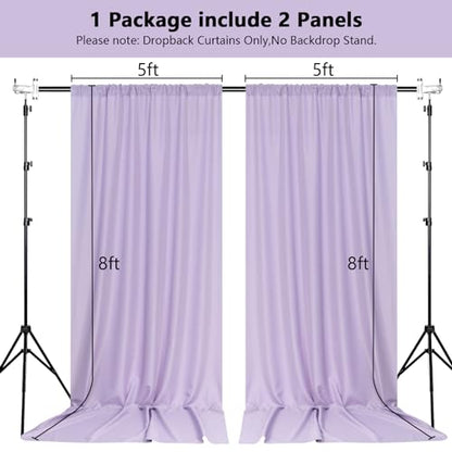 MEETSKY Purple Backdrop Curtains,Wedding Backdrop Drapes,5ft x 7ft,2 Panels | Wedding party backdrops curtains,lavender photo backdrop,fabric background curtains,rod pocket,boy girl baby shower - color: Light Purple, size: 60"W x 96"L (Pack of 2)