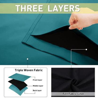 NICETOWN Sound Barrier 100% Blackout Divider Curtains 84", Noise, Heat and Cold Blocking Drapes with Felt Fabric Lining for Nursery/Daytime Sleep/Bedroom (Peacock Teal, 2 PCs, 52" Wide) - color: Peacock Teal, size: 52"W x 84"L (Pack of 2)