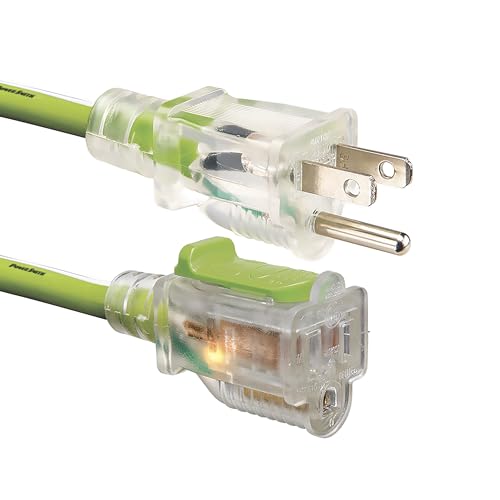 PowerSmith 25ft. Heavy Duty Extension Cord 12/3 SJOOW 15 Amp Indoor/Outdoor Locking, Lighted End, -58°F to 194°F, 5-Year Warranty - size: 12 AWG 25 FT. (SJOOW)