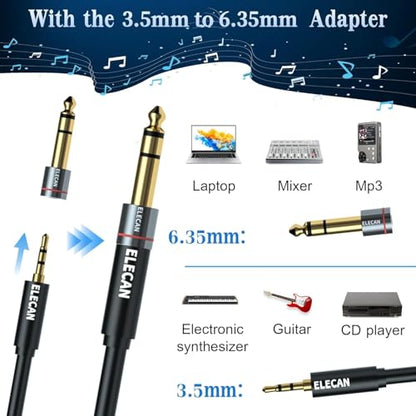 3.5mm (1/8 Inch) TRS Aux Male to XLR Male Cable 6 Ft, Balanced Professional Shielded Stereo Microphone Cable Cord, Gold Plated for DSLR Camera Mixer Headphones with 3.5 to 6.35mm Adapter+Ties - size: 6FT, style: 3.5mm to XLR Male
