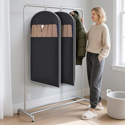 KEEGH Space Saving Hanging Garment Bag, Large Garment Bag 50 In, 2 PCS | Self Compression Zipper, Large Capacity, Clear Window, 8 In Gusset, Premium Suit Bags for Shirts, Suits, Dresses - size: 50"-2PCS