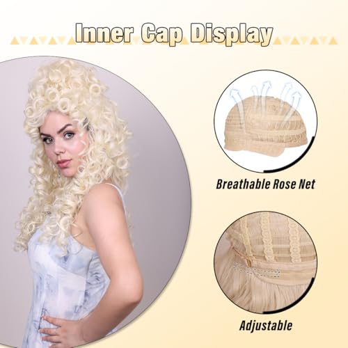 Long Curly Fluffy Cosplay Wig for Women Heat-Resistant Synthetic Fiber Hair Wig for Adult Halloween (Blonde) - color: Blonde