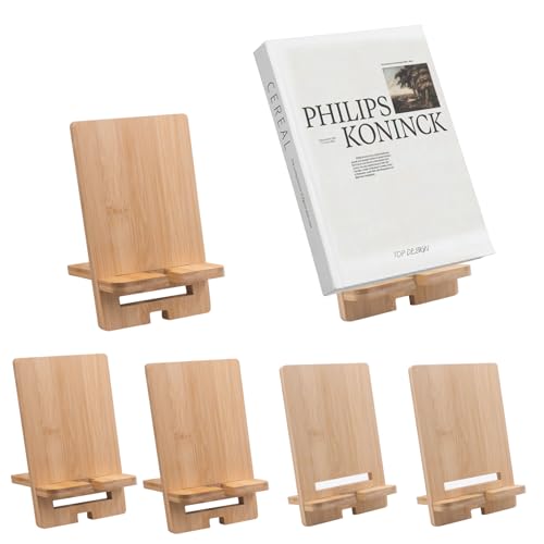 6 PCS Bamboo Book Stand for Display, Book Display Holder for CDs Comics Postcards Magazines Greeting Cards Tablets Sheet Music Phone Stickers Album Photo Frames - size: 6 pcs