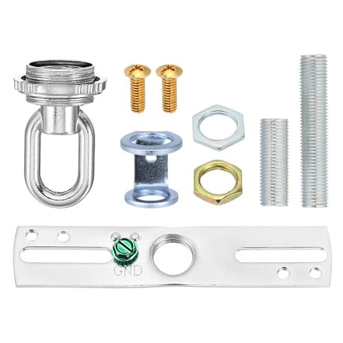 PATIKIL 4" Universal Light Fixture Cross Bar Kit, 1/4 IP Center Ceiling Light Plate Mounting Bracket Canopy Hardware Repair Set with Screw Loop, Nickel Color - color: Nickel Color