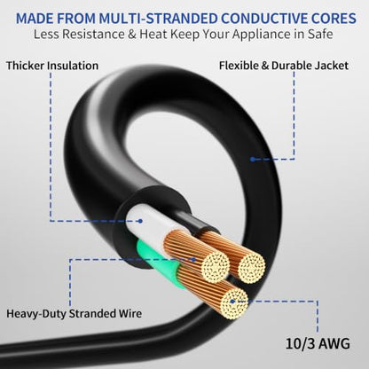 25ft Outdoor/Indoor Extension Cord with Lighted 10/3 Gauge, Black - size: 25FT