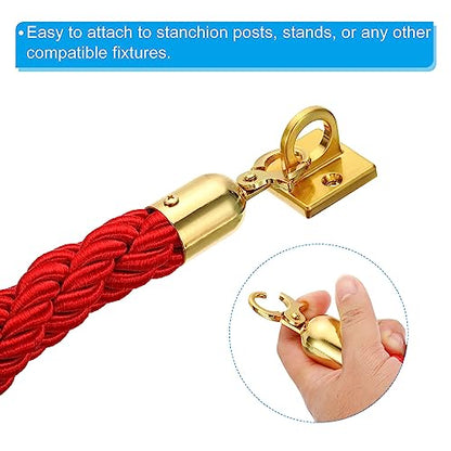 PATIKIL Stanchion Rope, 1.5m/5Ft Barrier Rope Twisted Post Ropes with Snap Hooks for Posts Stands Queue Divider Crowd Control of Hotel, Red Golden - color: Red / Golden