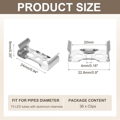 MECCANIXITY T5 Clips Bracket Hanger Fluorescent Tube T5 LED Bulb Holder Clamps Light Fixture Replacement for LED Integrated Lighting, Flat Pack of 36 - size: T5