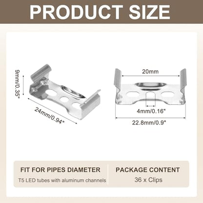 MECCANIXITY T5 Clips Bracket Hanger Fluorescent Tube T5 LED Bulb Holder Clamps Light Fixture Replacement for LED Integrated Lighting, Flat Pack of 36 - size: T5