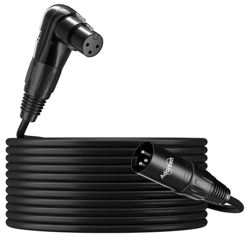 Adoreen Straight XLR Male to Right-Angle XLR Female Microphone Cable 10 Ft, Adjustable 90 Degree Pro Balanced Shielded 3 Pin DMX Patch Cord for Studio Audio&DJ Stage Live Recording&Speaker System - size: 10FT, style: Angled Female to Straight Male